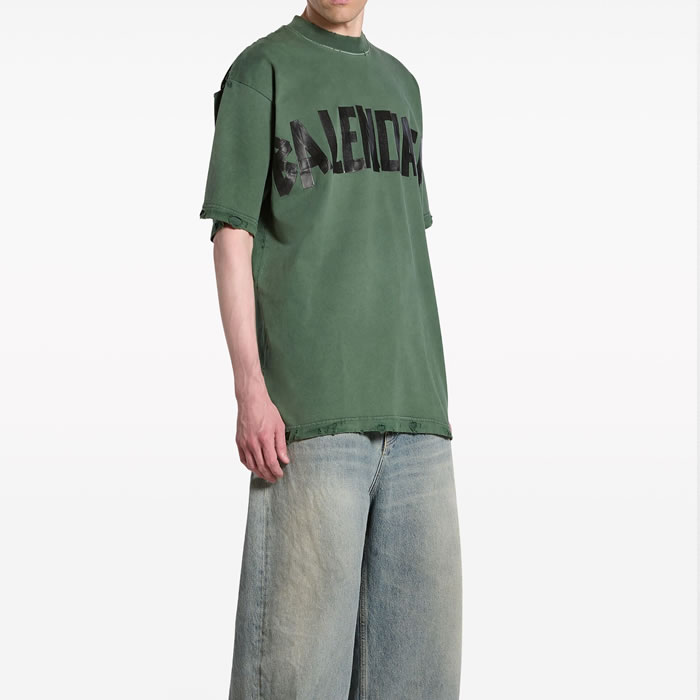 발렌시아가 Tape Type cotton T-shirt