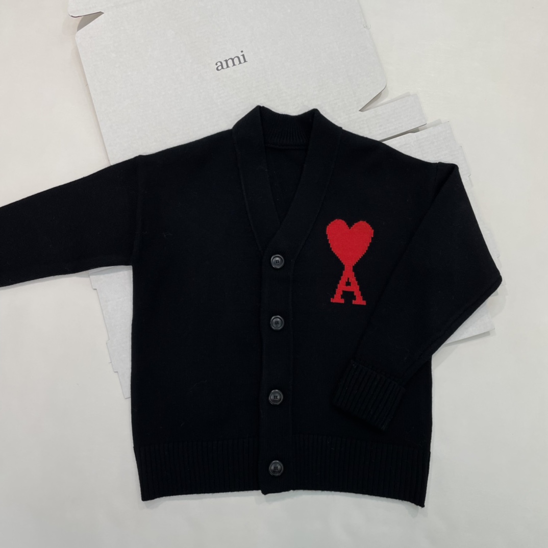 AMI Paris 레드 아미 드 꾀흐 가디건