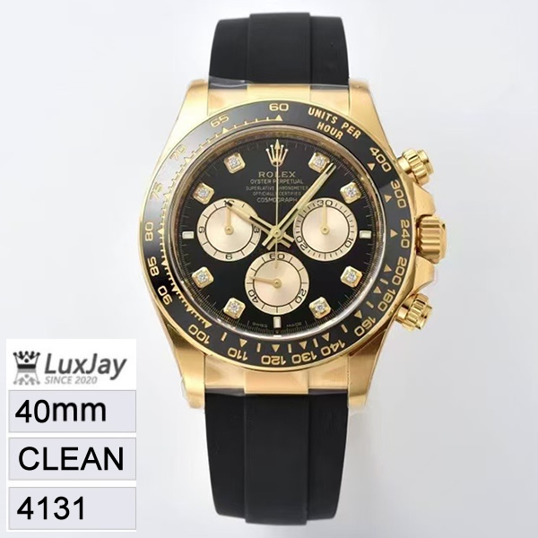 CLEAN 40mm 4131 데이토나 블랙 골드 오이스터 플렉스 다이아 8P