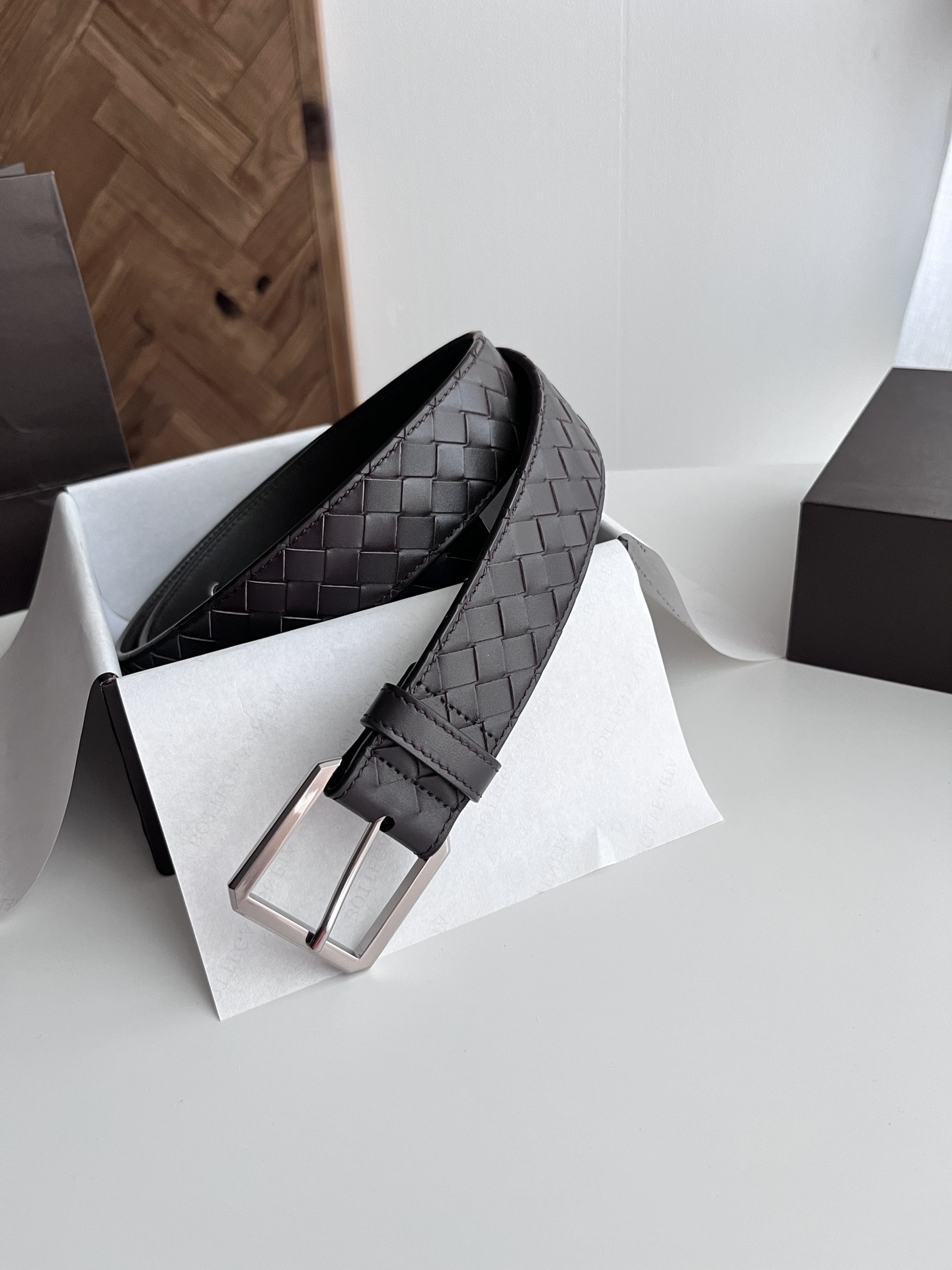 보테가 베네타 인트레치오 위빙 가죽 벨트 35mm