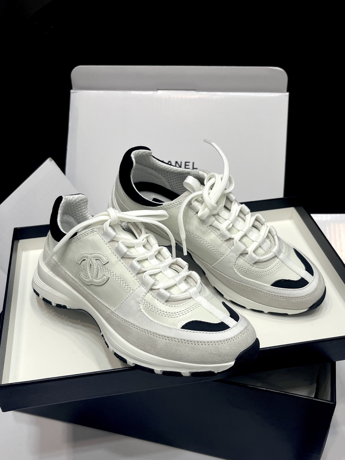  샤 ƆC ⅭＨΑＮＥⅬ ƆC 넬   ƆC  로고  테니스 스니커즈