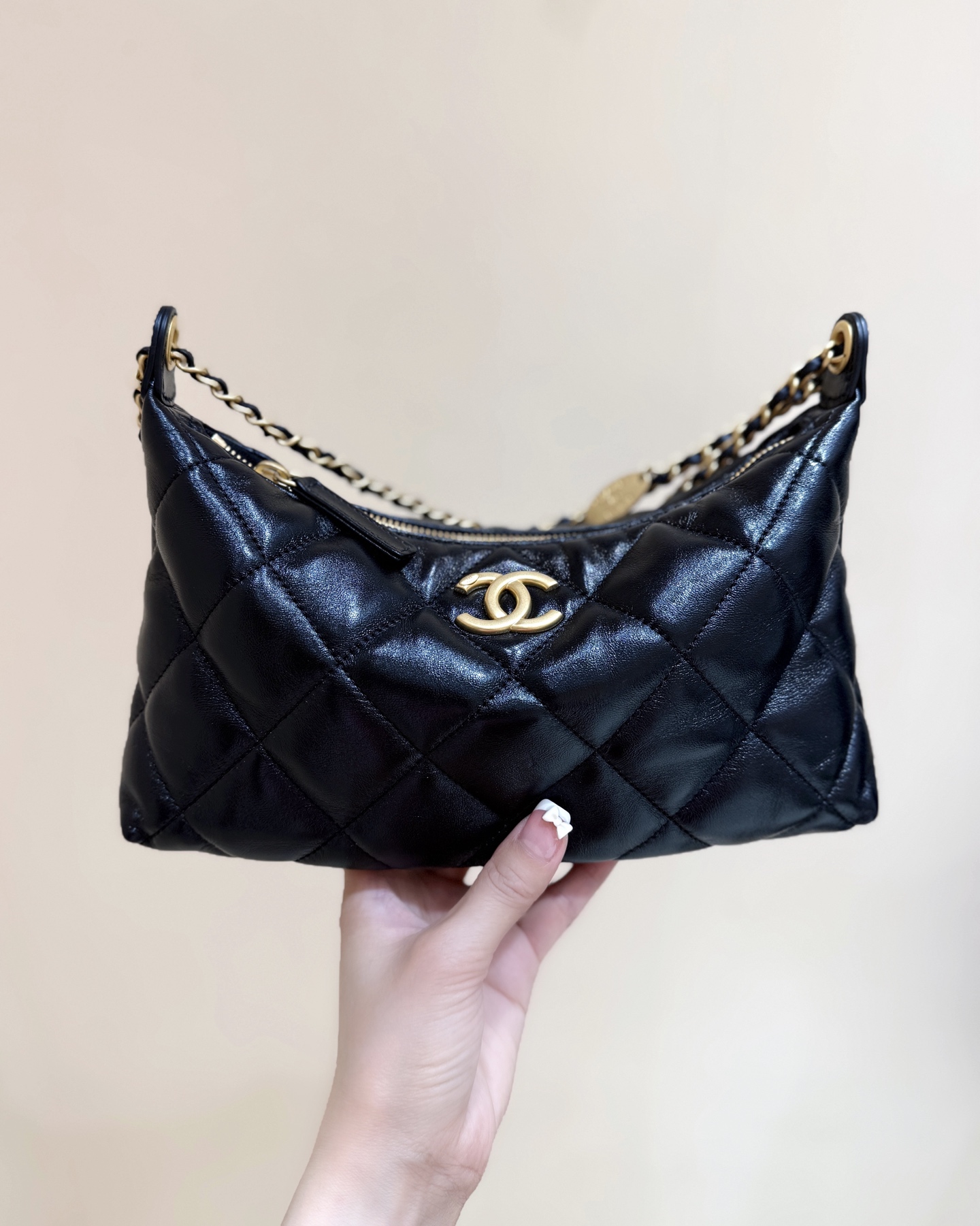  샤 ƆC ⅭＨΑＮＥⅬ ƆC 넬 25SS 시즌 체인 호보백 AS5528 17*26*8.5cm