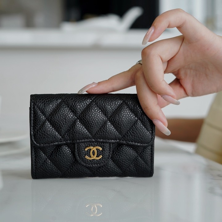  샤 ƆC ⅭＨΑＮＥⅬ ƆC 넬 클래식 플랩 카드홀더 AP0214