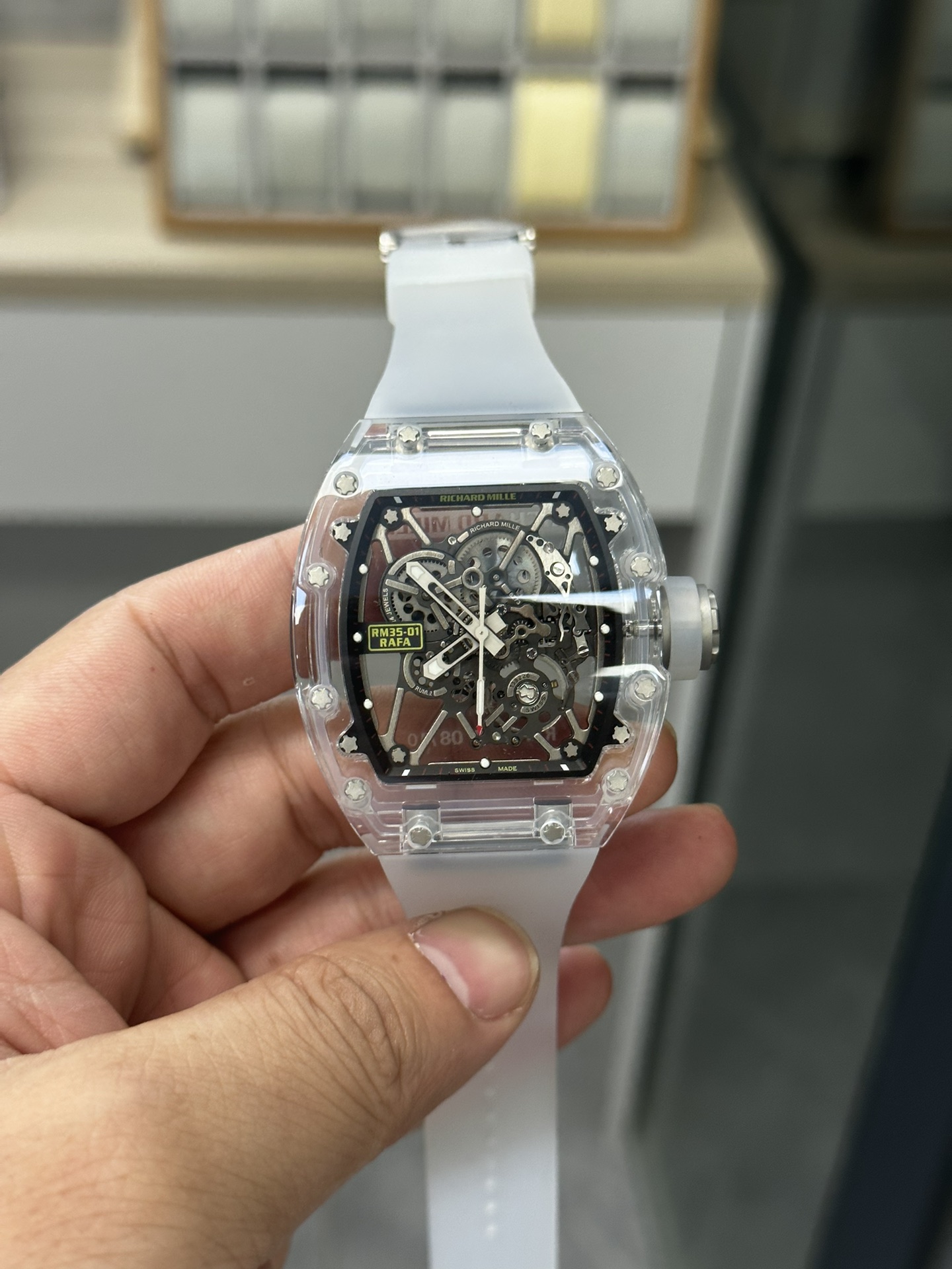 Sonic l 리차드 밀 RM35-01 크리스털 글래스 케이스