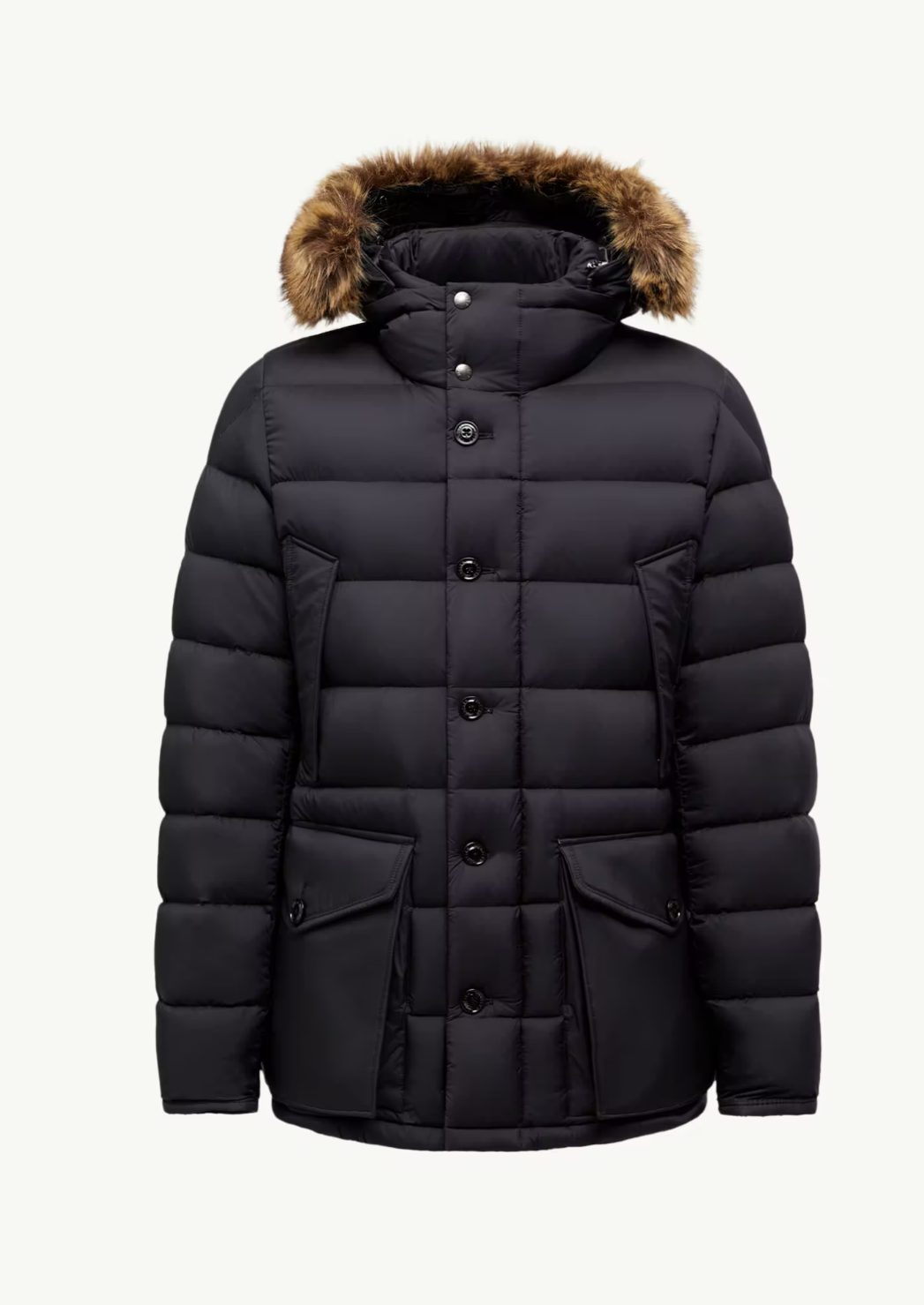 Clunye 후드 미디 길이 다운 재킷