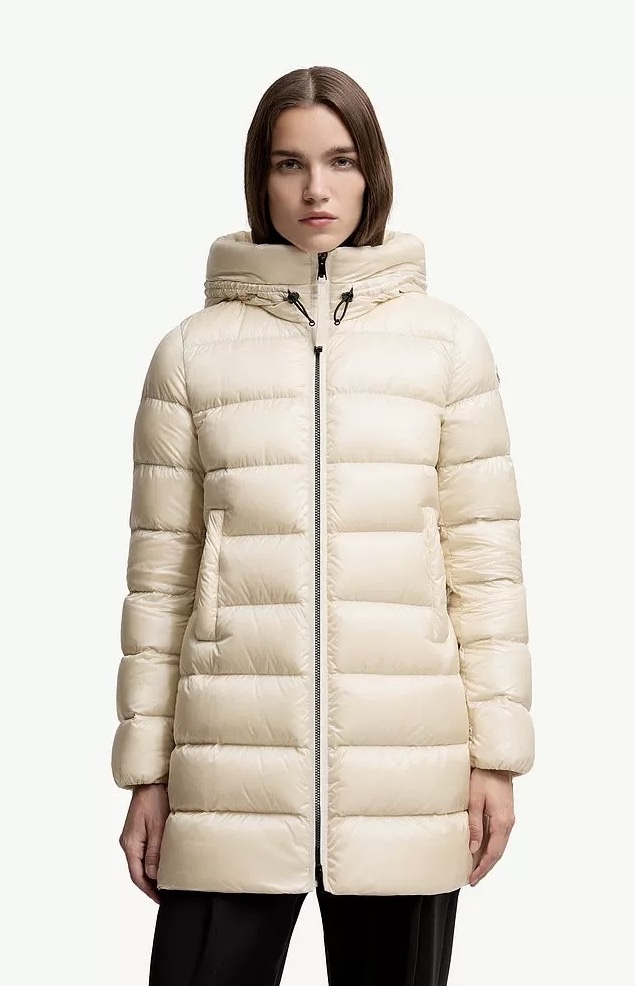 suyenne 미디 길이 후드 다운 자켓