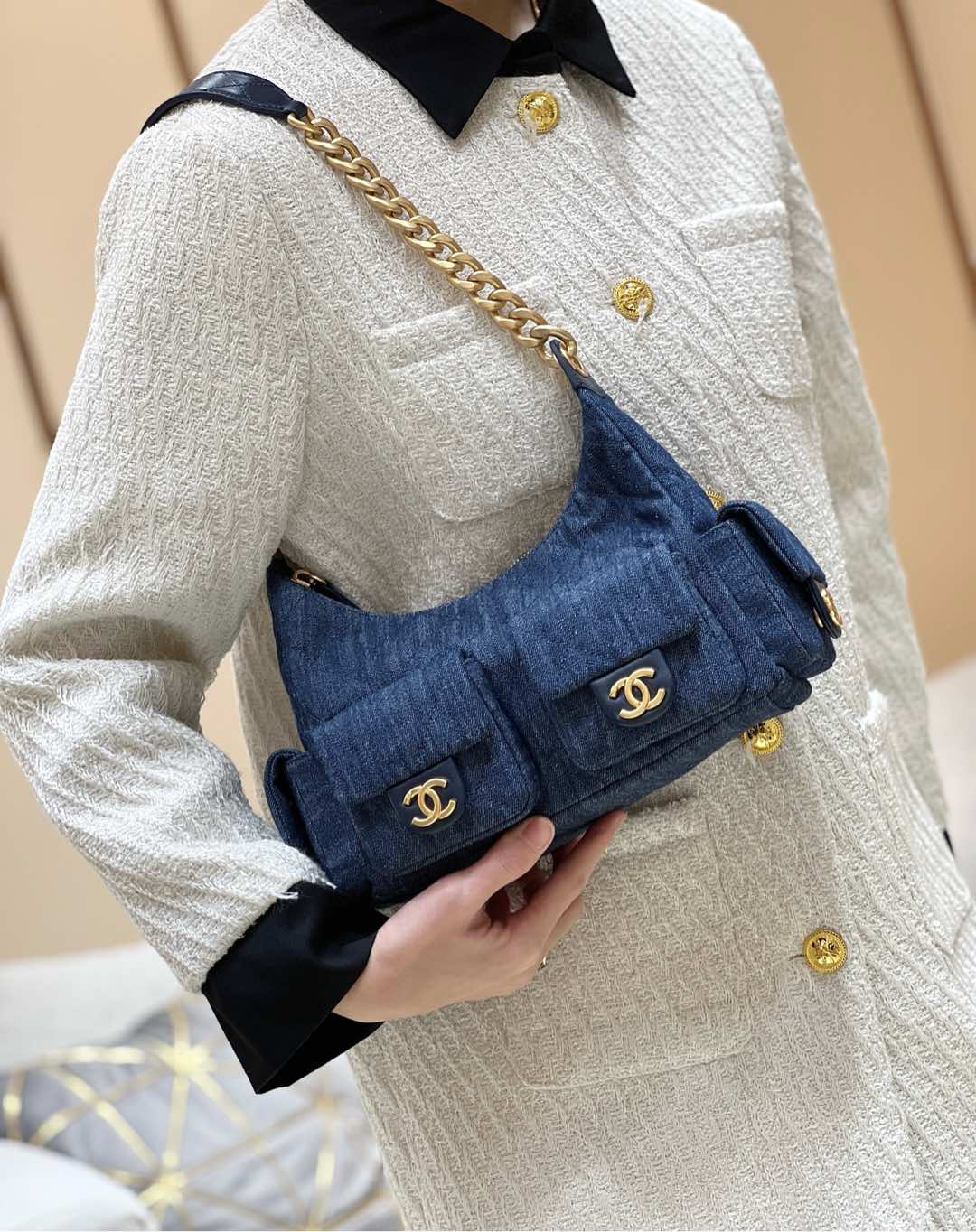 샤 ƆC 넬 호보백  AS5339 22*31*15cm