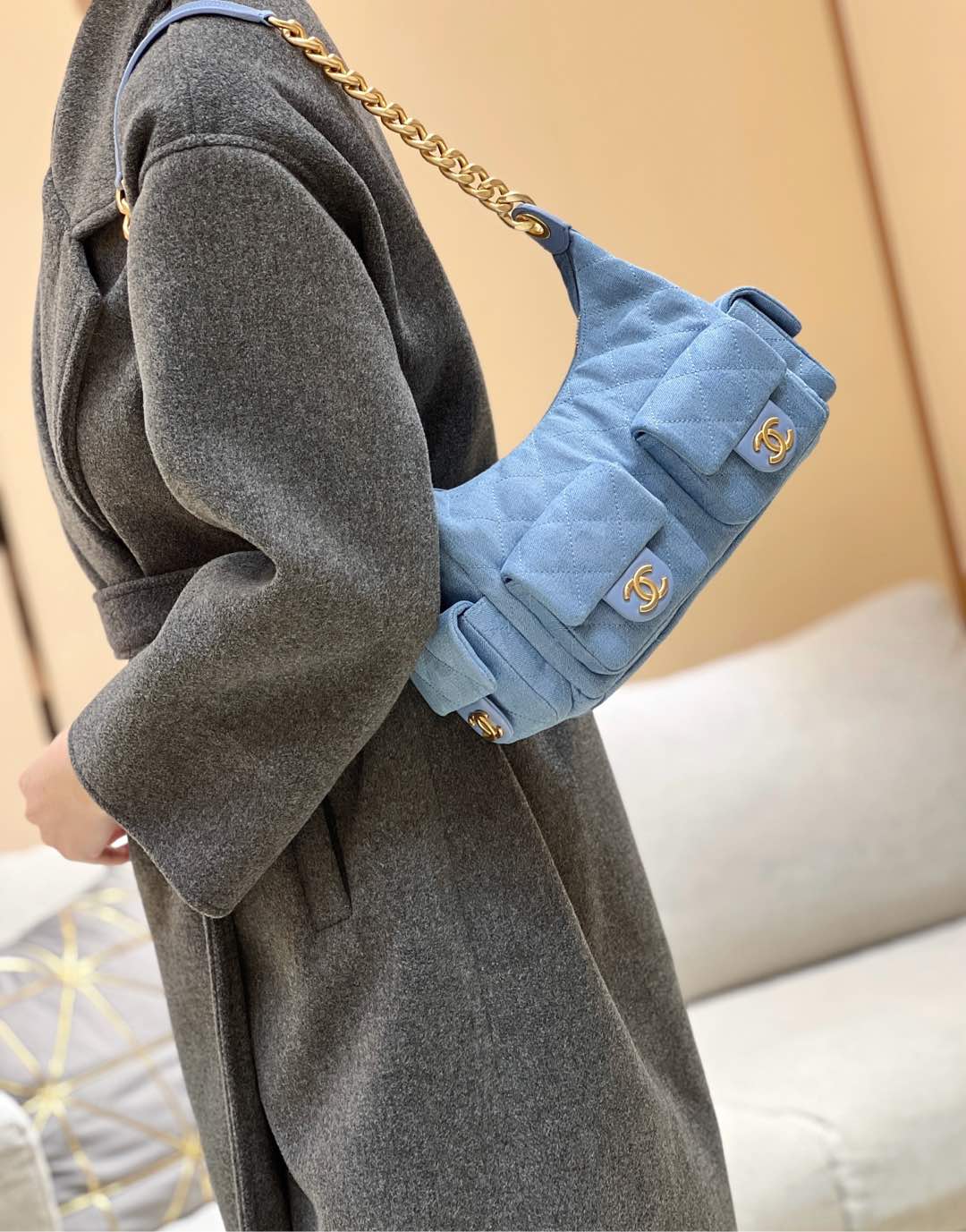 샤 ƆC 넬 호보백  AS5339 22*31*15cm