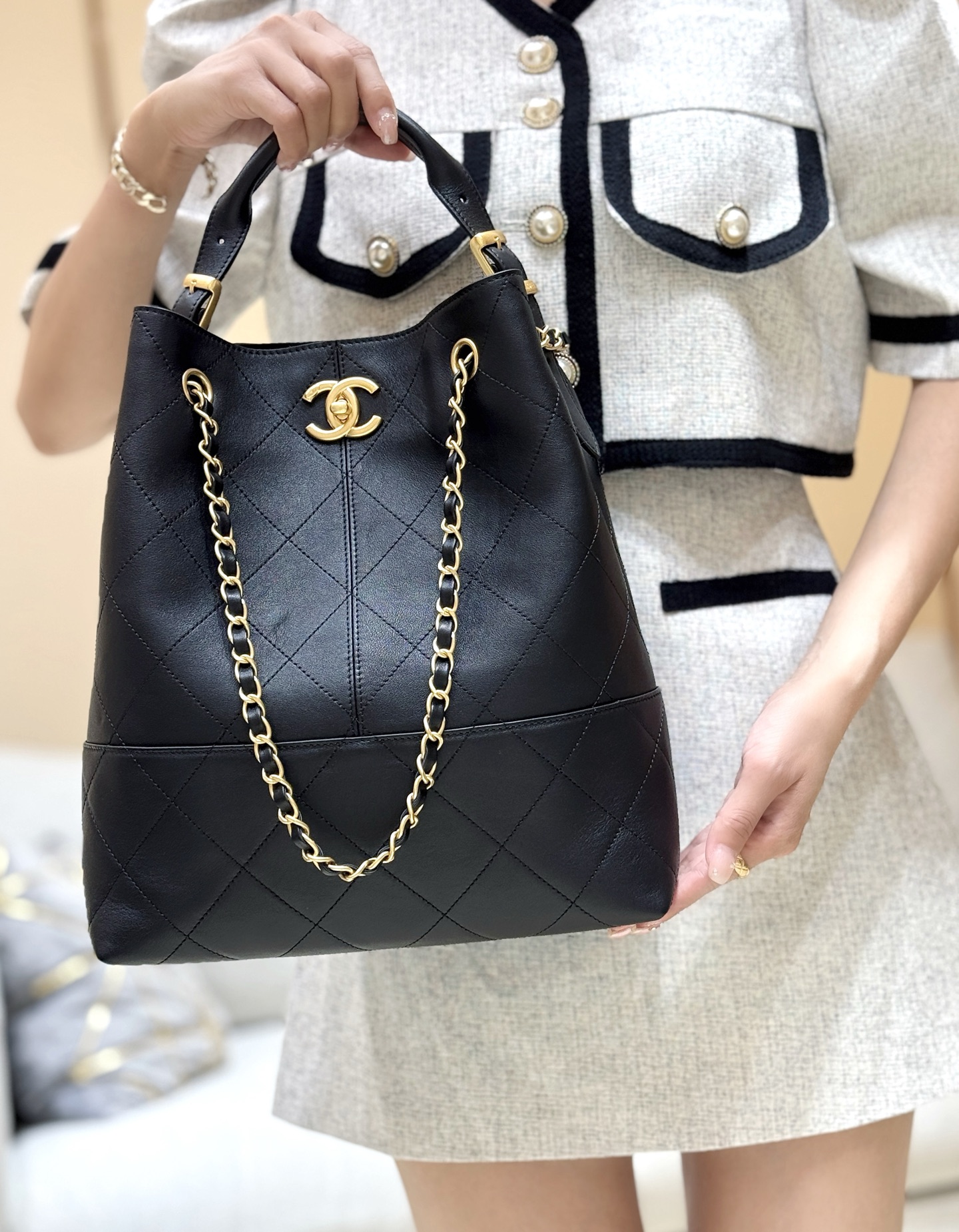  샤 ƆC ⅭＨΑＮＥⅬ ƆC 넬 쇼핑백 AS5636 33x29x11cm