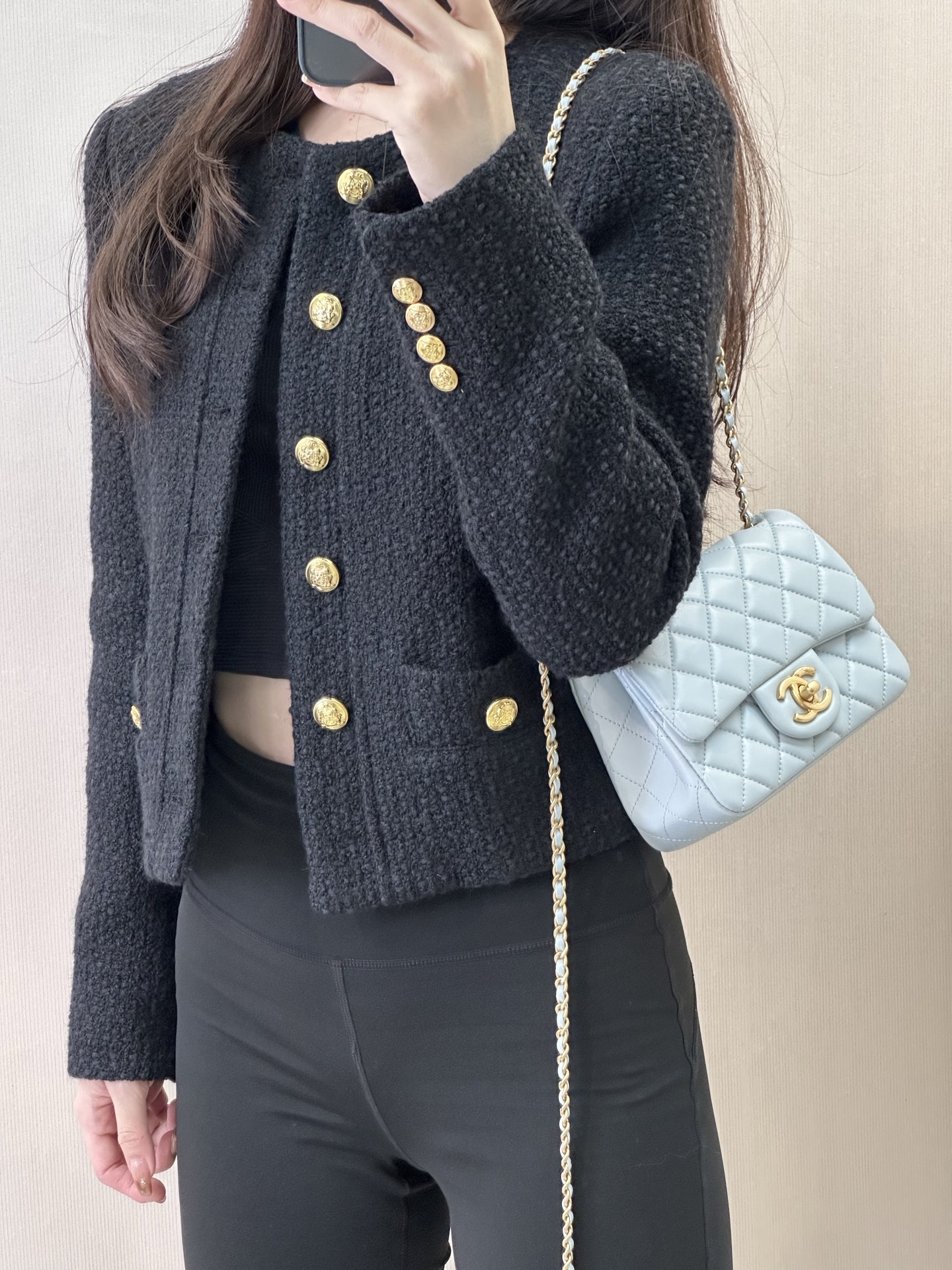 샤 ƆC 넬 Mini Flap Bag  AS5758  13.5/17/8cm