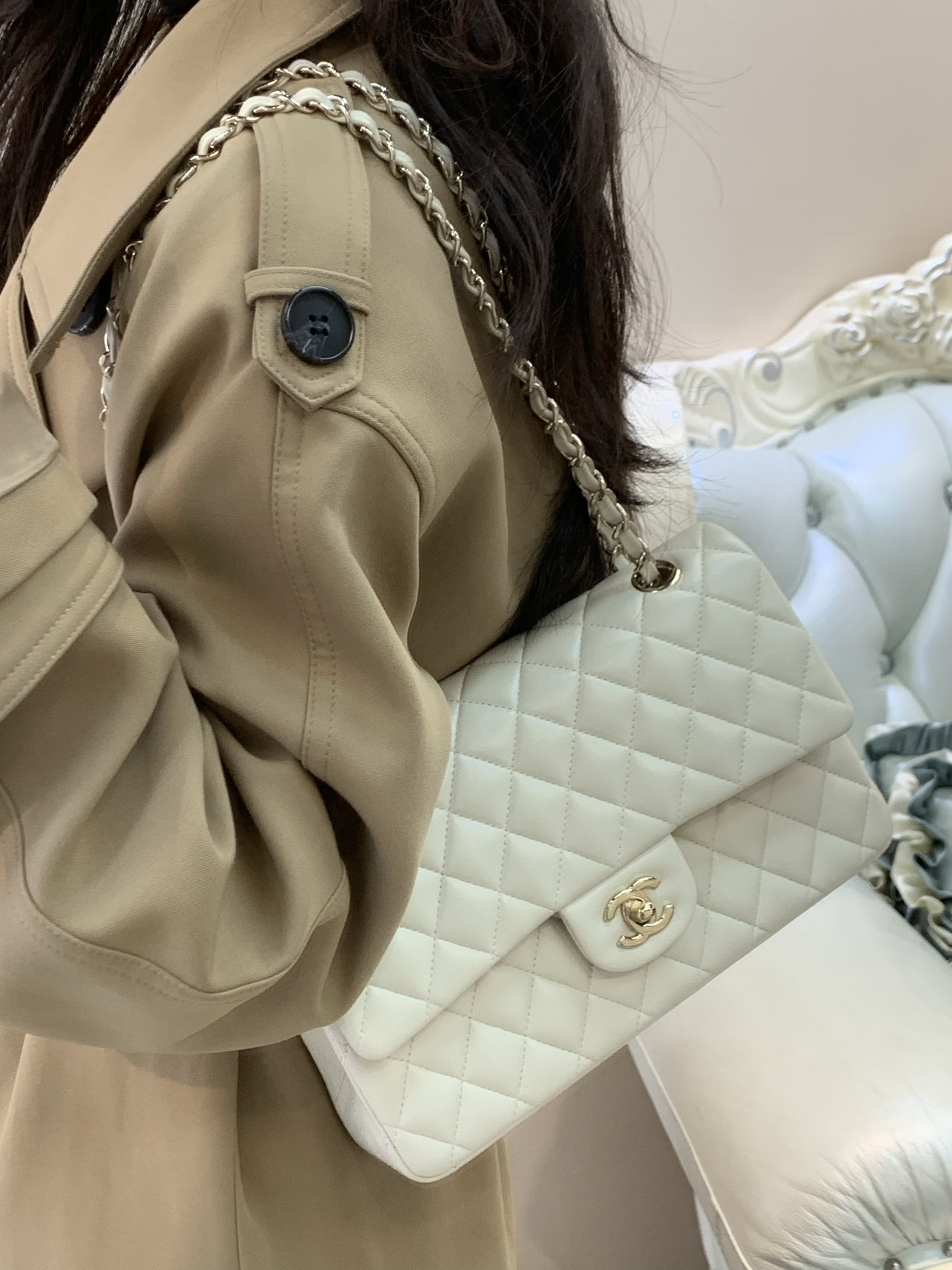  샤 ƆC ⅭＨΑＮＥⅬ ƆC 넬 클래식 캐비어 플랩백 미디움 25cm 112