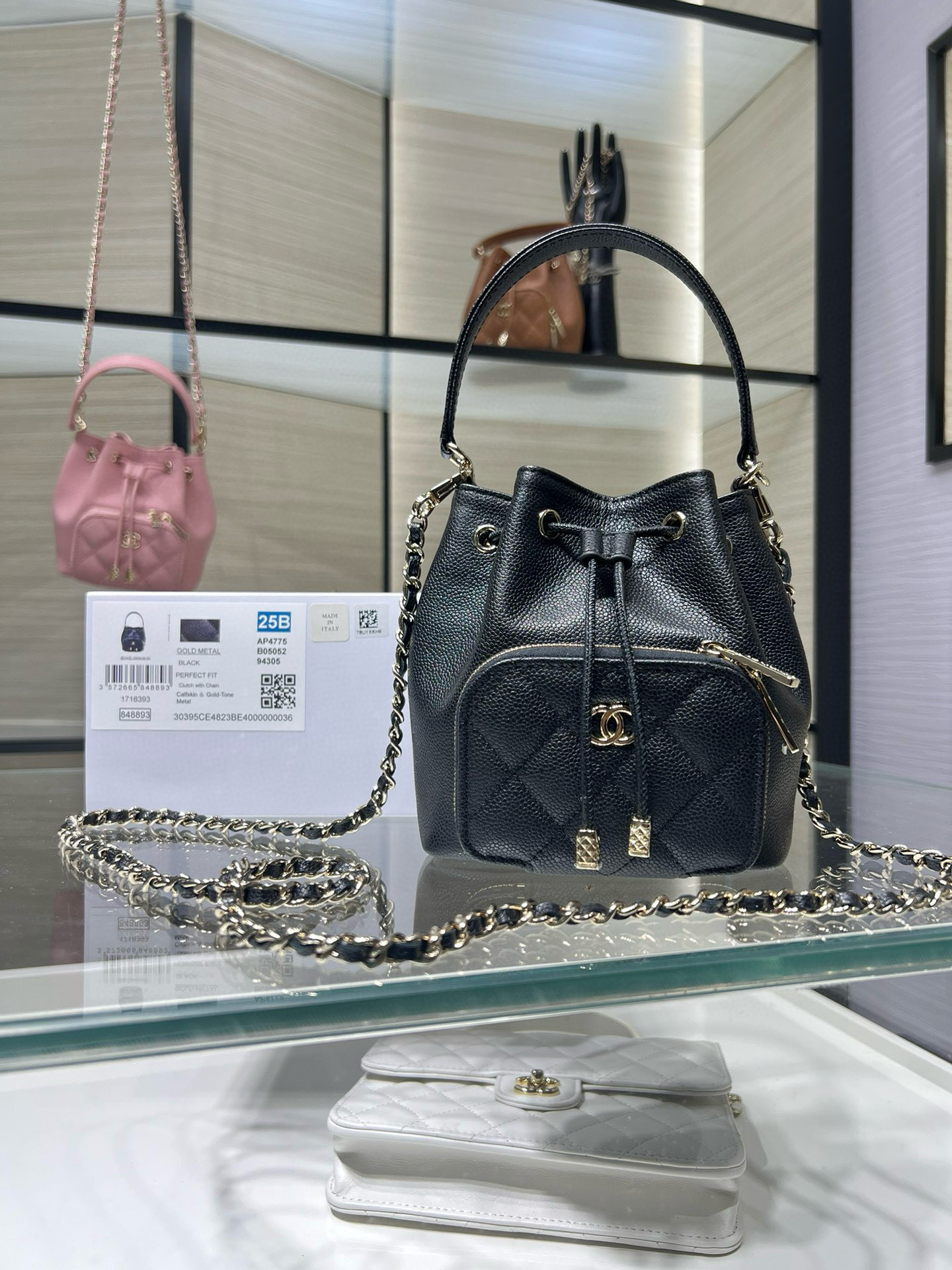 샤 ƆC 넬 25B 포켓 버킷백 체인 미니백 AP4775 12.5×10×7cm