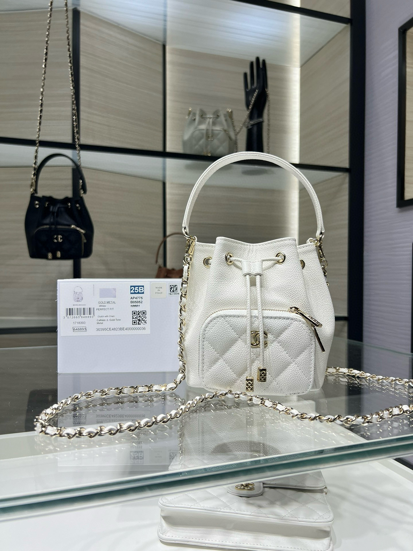 샤 ƆC 넬 25B 포켓 버킷백 체인 미니백 AP4775 12.5×10×7cm