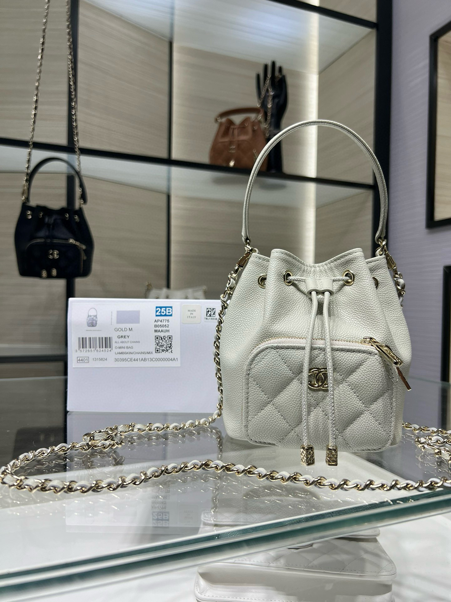 샤 ƆC 넬 25B 포켓 버킷백 체인 미니백 AP4775 12.5×10×7cm