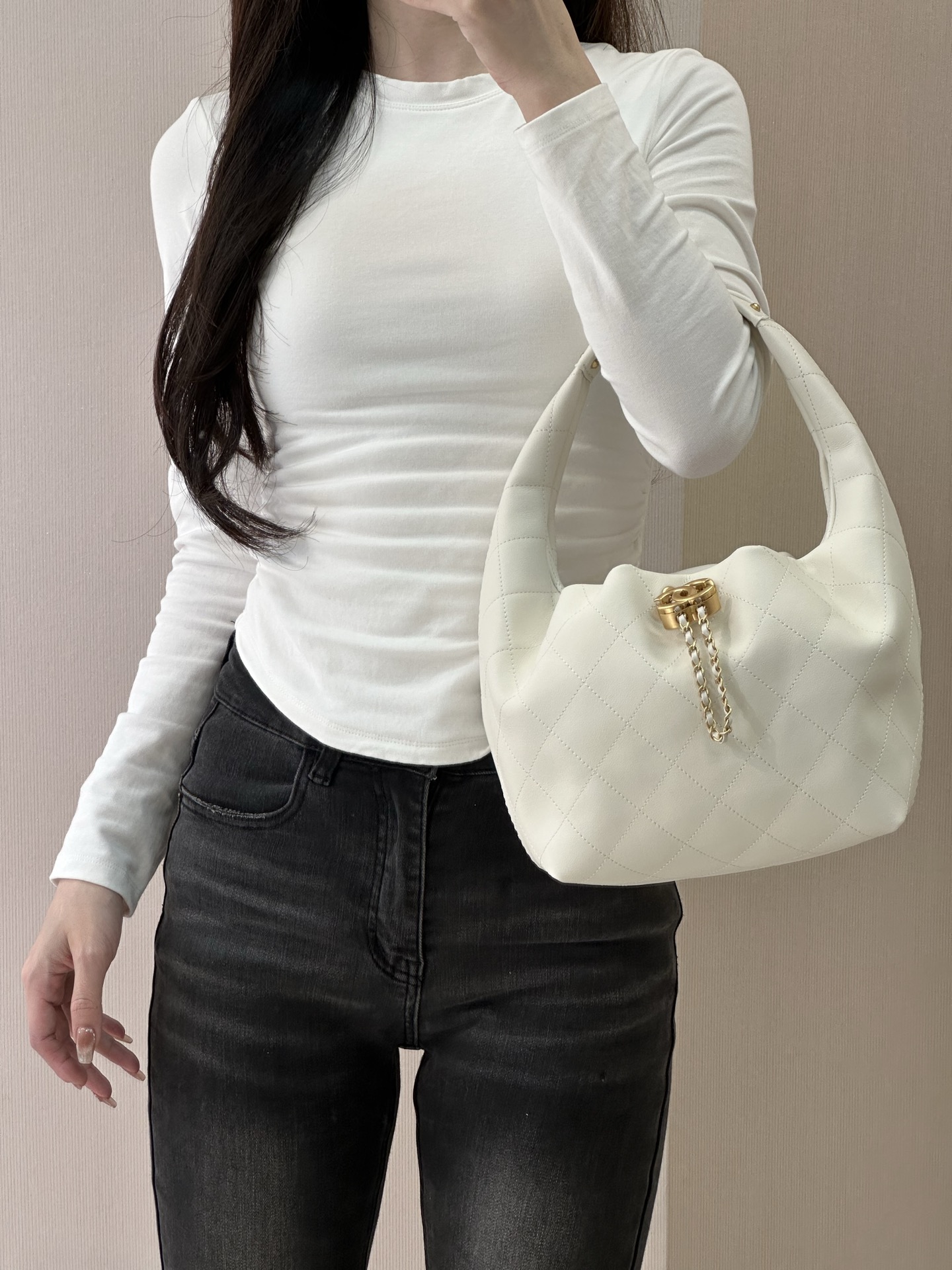 샤 ƆC 넬 호보 핸드백 AS5976  29-18-12cm