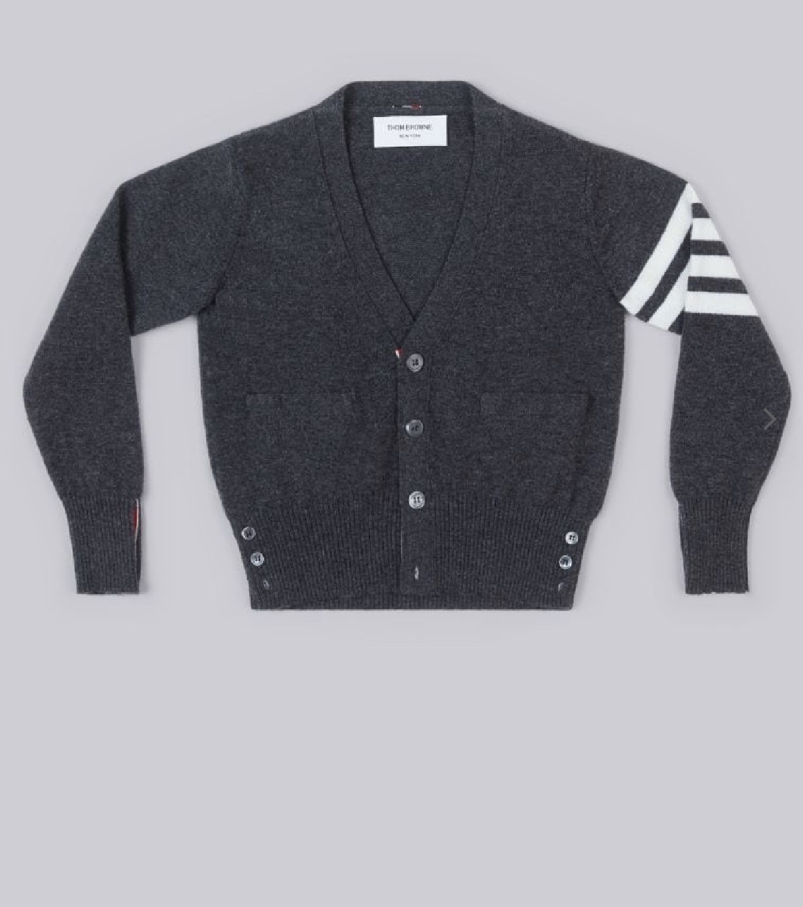 톰브라운  키즈  캐시미어 사선 브이넥 가디건 다크