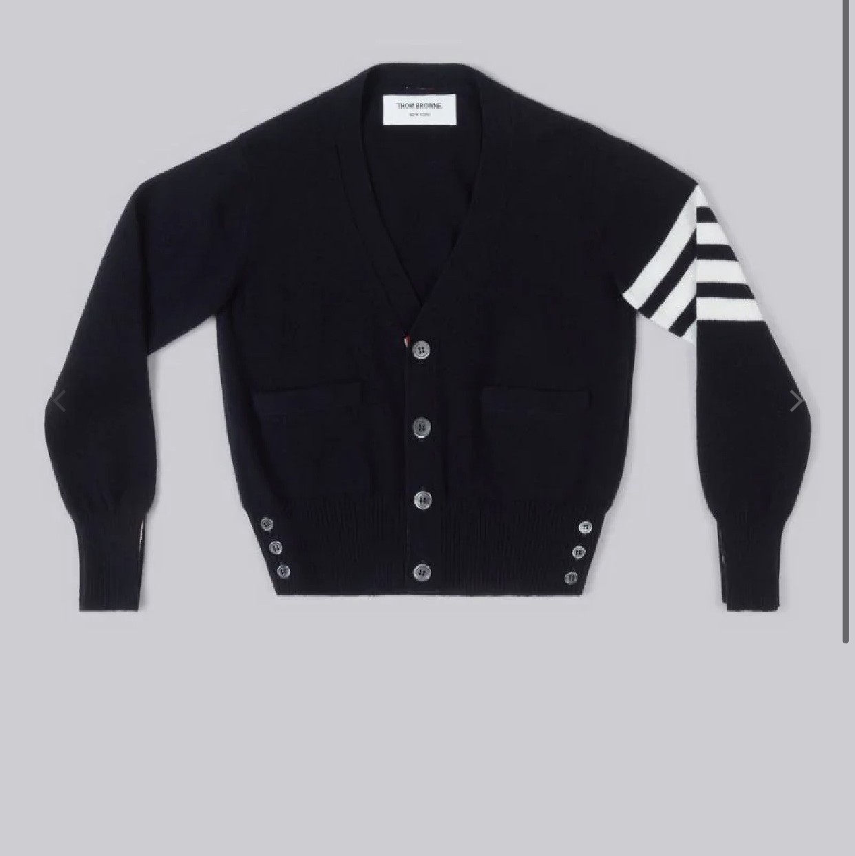 톰브라운  키즈  캐시미어 사선 브이넥 가디건 다크