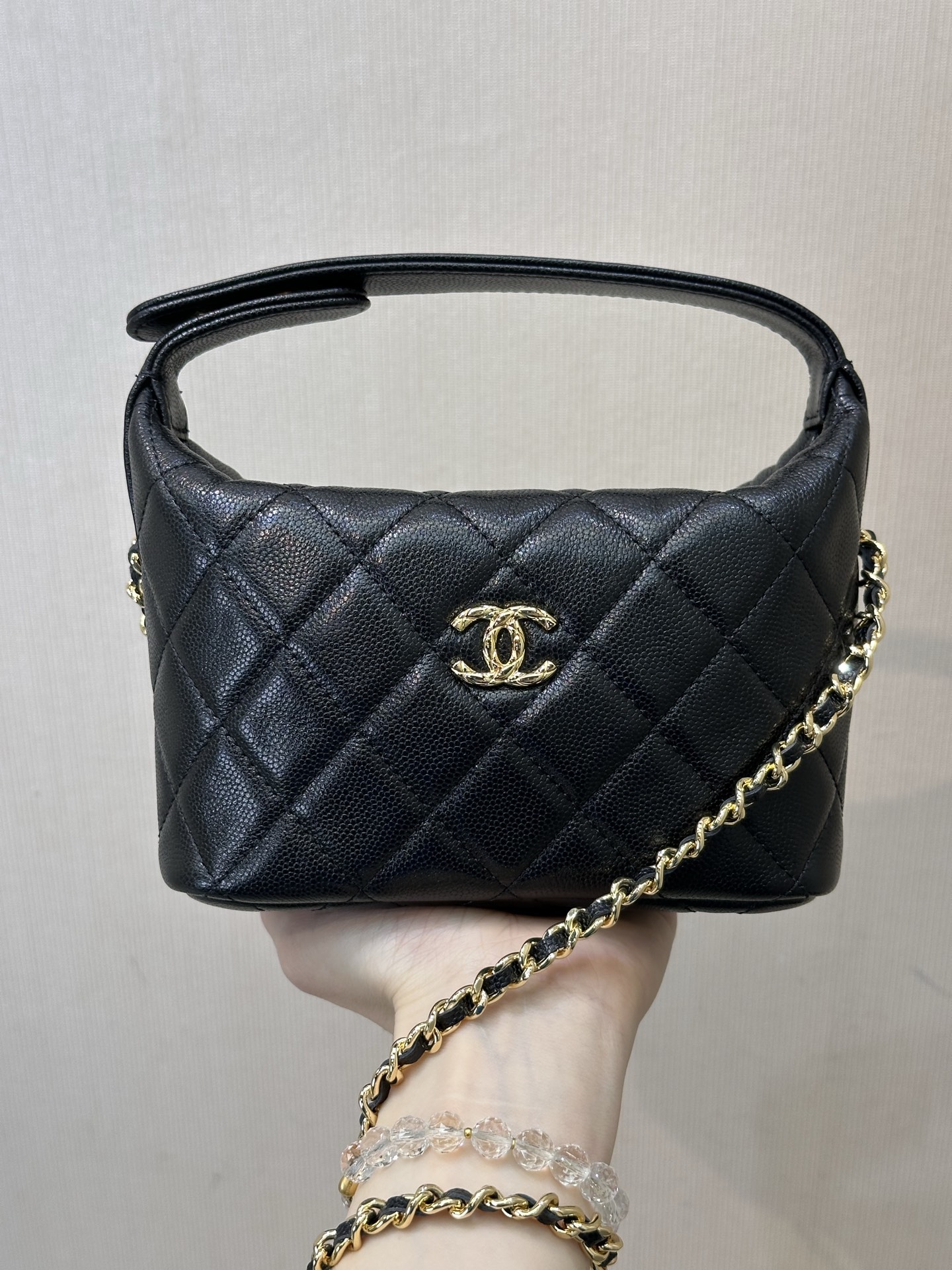 샤 ƆC 넬  크루즈 캐비어 미니 체인 호보백 5022  21x19x6cm