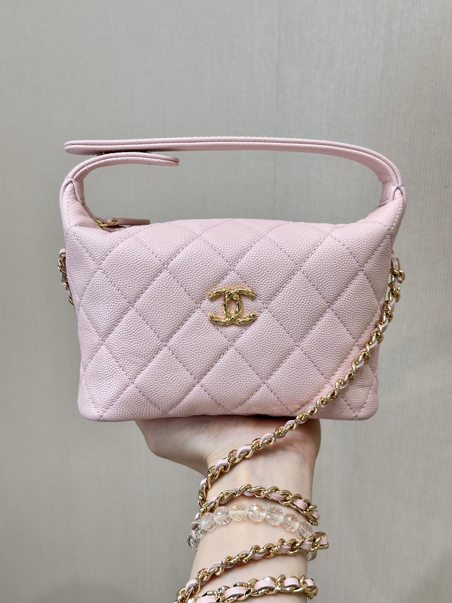 샤 ƆC 넬  크루즈 캐비어 미니 체인 호보백 5022  21x19x6cm