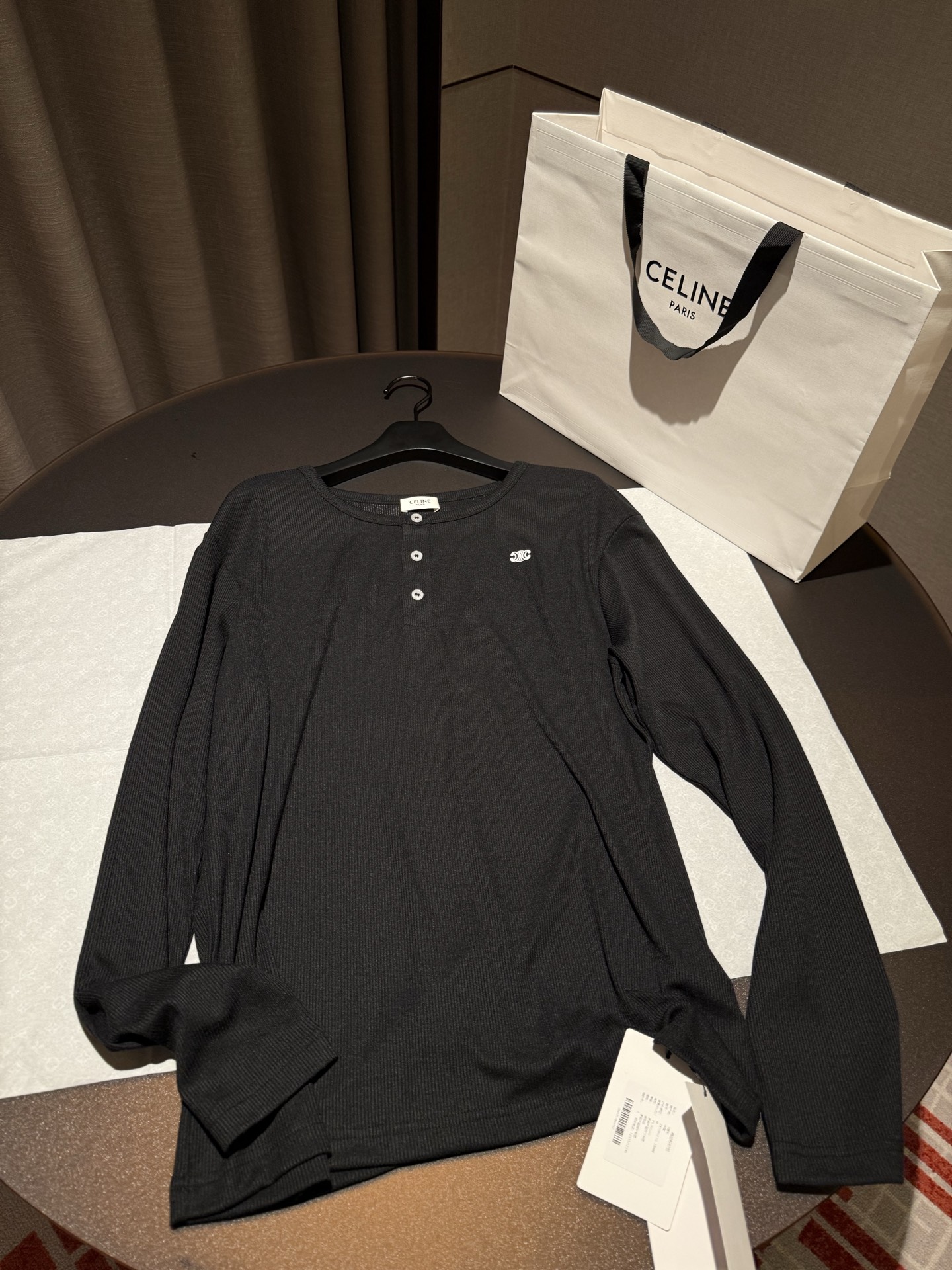 CELINE HOMME Ribbed Cotton-Jersey Henley T-Shirt