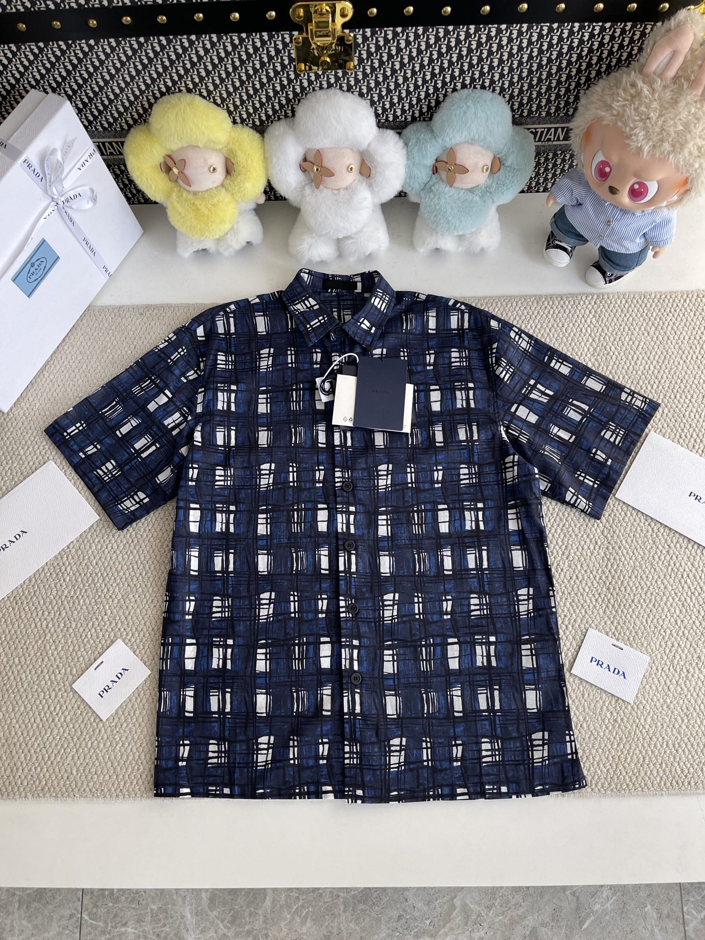 프라다 숏슬리브 코튼 셔츠