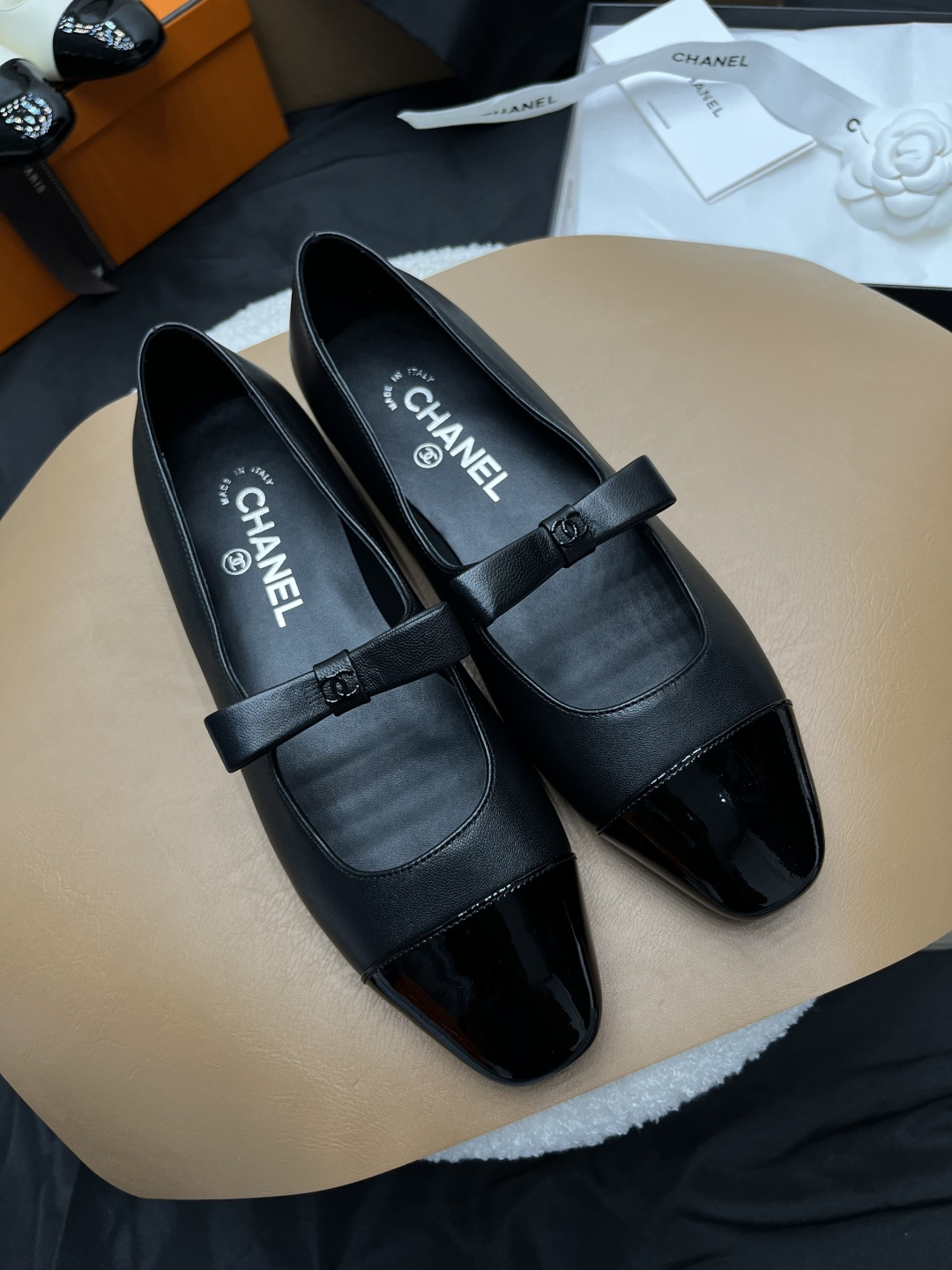 샤 ƆC 넬 페이턴트 카프스킨 메리제인 플랫 슈즈